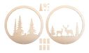 Rayher Houten krans winterland, FSC-gecertificeerd, 30 cm ø, naturel, set 14-delig, met stokken, houten decoratieve krans met motief, kerstdecoratie