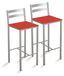 2 chaises de cuisine avec rayures, similicuir, hauteur d'assise 60 cm, rouge