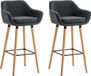 In And OutdoorMatch Willy Tabouret de bar - Gris - Bois - Design moderne - Ensemble de 2 - Dossier - Repose-pieds - Pour cuisine et bar - Assise rembourrée