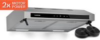 Klarstein Purista Force Afzuigkap, 60 cm, RVS, Onderbouw, 343 m³/u, Dubbele Motor, Energieklasse C, LED-Touch
