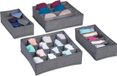 Relaxdays Lade organizer bakjes - 4-delig - Kledingkast - Ladeverdeler - Donkergrijs