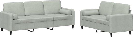 vidaXL 2-delige Loungeset met kussens fluweel lichtgrijs