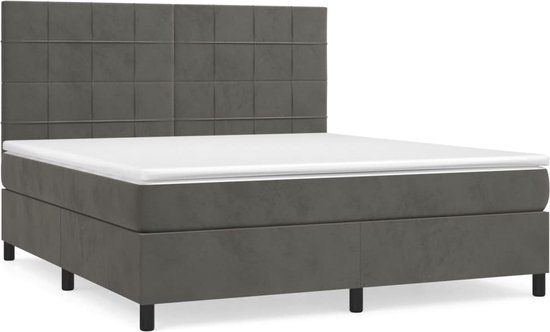 vidaXL Boxspring met matras fluweel donkergrijs 180x200 cm