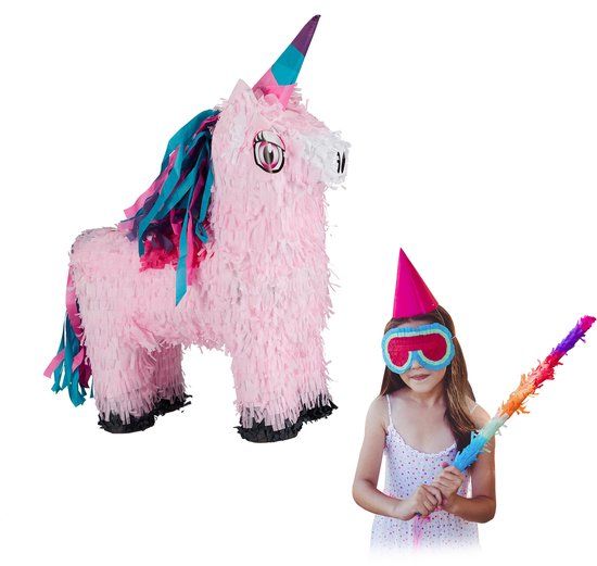 Relaxdays Piñata Eenhoorn - Zelf Vullen - Verjaardag - Roze