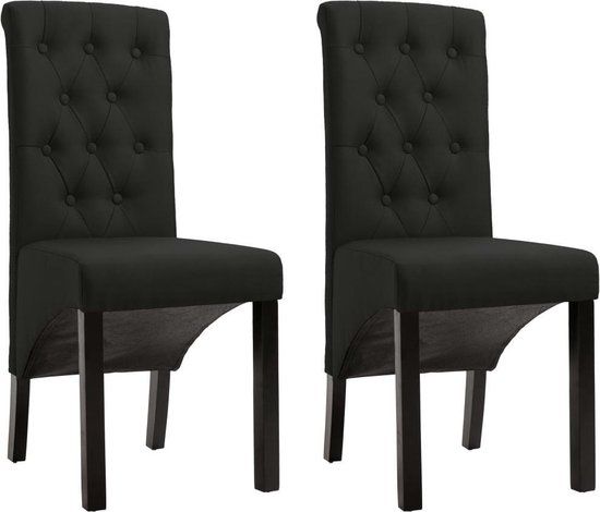 vidaXL Eetkamerstoelen 2 stuks stof zwart
