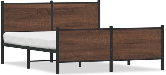 vidaXL Bedframe - Metaal - Bruin Eikenkleurig - 140x200 cm