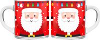 Merkloos / Sans marque Sandy Kerst mokken/bekers - 2 stuks - glas - 300 ml - kerstman - 11 cm