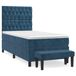 vidaXL Lit plateforme avec matelas, bleu foncé, 90x200 cm, velours