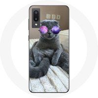 Maniacase Etui voor Samsung Galaxy A02 Kat met paarse bril