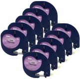 DULA Dymo LetraTag 12267 Label Tape - Zwart op Transparant plastic - 12mm x 4m - 10 Stuks