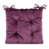 AmeliaHome Stoelkussen met banden 40 x 40 cm, zitkussen fluweel look Aleksa druif