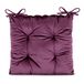 AmeliaHome Stoelkussen met banden 40 x 40 cm, zitkussen fluweel look Aleksa druif