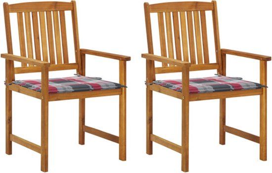 vidaXL Tuinstoelen - 2 st - met kussens - massief acaciahout