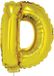 Merkloos / Sans marque Folieballon letter D - 41 cm - goud