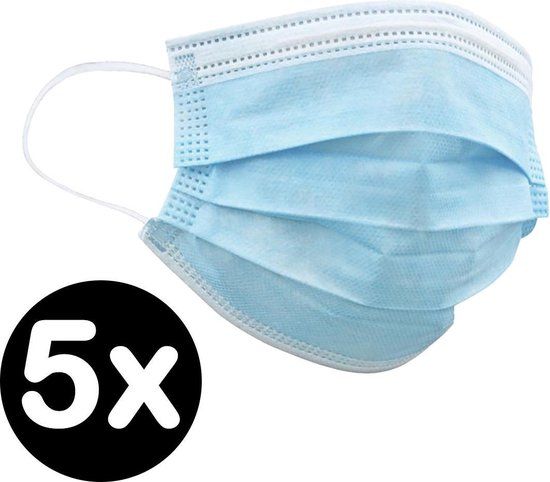 Wegwerp Mondkapjes - Niet Medisch - Blauw - 5 stuks