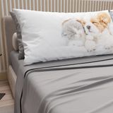 PETTI Artigiani Italiani - Beddengoed dieren met katten en honden van katoen met kussenslopen in digitale print, beddengoed voor tweepersoonsbed, lichtgrijs, 100% Made in Italy