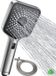 Unyqoos® Douchekop met waterbesparing, met 1,5 m slang en 3 sproeistanden, vierkante handdouche met drukverhoging, zilver