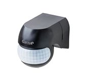 Garza - Mini infrarood bewegingsmelder voor binnen en buiten, IP44, tijd en helderheid instelbaar, detectiehoek 180°, zwart