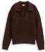 Tom Tailor - Bouclé gebreide trui met kraag - Maat XS - dark pecan brown melange