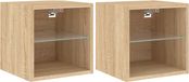 vidaXL Tv-wandmeubels met LED - 2 stuks - 30x28,5x30 cm - Sonoma eikenkleurig