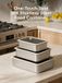 PURECOOK Set de 3 Boîtes de Conservation Alimentaire en Acier Inoxydable 304 avec Couvercles en Verre et Joint en Silicone