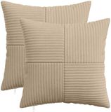 vidaXL Kussensloop - 2 stuks - ALMELO - Taupe - 50 x 50 cm