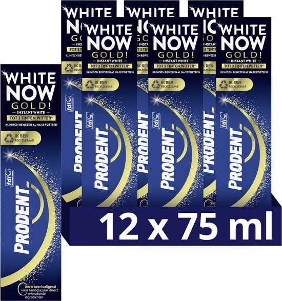 Prodent White Now Gold tandpasta - 12 x 75 ml