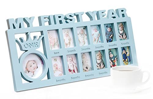 Cysocool 1e Verjaardagscadeaus Picture Frames, Pasgeboren Mijn Eerste Jaar Fotolijst Baby Meisjes Jongens Verjaardag Decoratie Album Baby Douche Keepsake Fotolijst Eerste Verjaardag Xmas Herinneringen Doop Gift