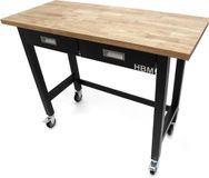 Merkloos / Sans marque Lemato Professionele 122 cm Verrijdbare Werkbank Met 2 Laden en Massief Houten Werkblad