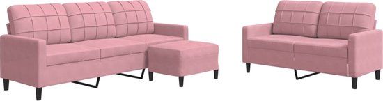 vidaXL 3-delige Loungeset met kussens fluweel roze