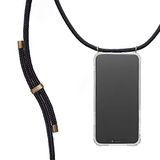 KNOK Telefoonketting compatibel met Apple iPhone 12 Pro Max, siliconen hoes met koord, telefoonhoes voor smartphone om om te hangen, transparante case met koord, beschermhoes in zwart