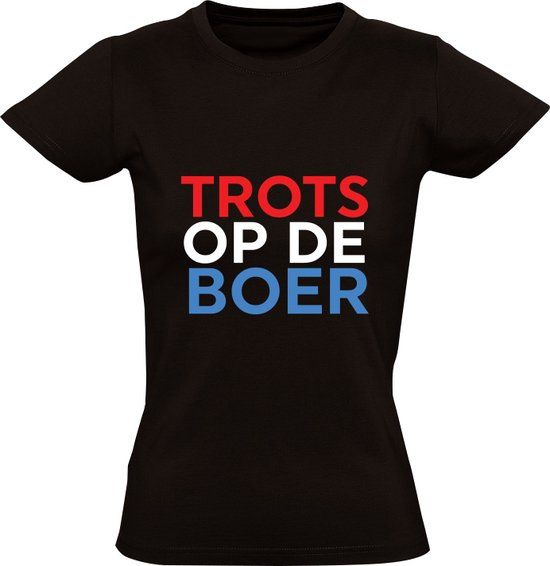 Trots op de boer Dames T-shirt - Zwart - Maat M