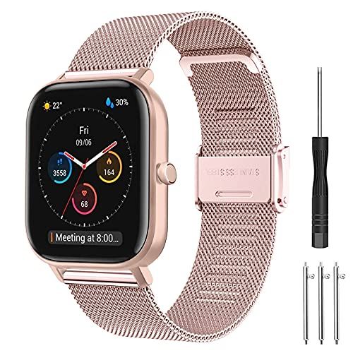 Hatolove Compatibel met Samsung Galaxy Watch Active Bandje/Active2 Bandje (40mm/44mm)/Galaxy Watch 3 41mm/Galaxy Watch 42mm/Gear S2 Classic/Gear Sport, 20mm Klassieke Roestvrijstalen Metalen Bandje