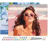 Figured'Art Schilderen op Nummer Volwassenen met lijst Vreugde aan het strand- Handwerk acrylverf Kit DIY Compleet - 40x50cm Canvas al ingelijst