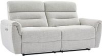 Vente-unique Driezits elektrische relaxbank met lichtgrijze stoffen bekleding - BREVIO