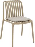 Goossens Tuinstoel Lygeke - Kunststof - bruin - 54 x 80 x 57 cm - Tuinstoel zonder armleuning - inclusief kussen - Stapelbaar