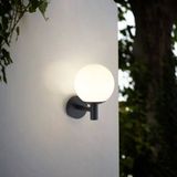 Lindby Wandlampen buiten - 1licht - Glas, aluminium - H: 28.8 cm - E27 - zwart, opaal
