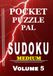 Sudoku Pocket Puzzle Pal Sudoku Puzzle Book for Adults Pocket Size: Volume 5, Medium, Puzzles with Solutions, Large 9x9 Puzzle Grids, Adults, Seniors, Teens, Math Games, Mental Stimulation