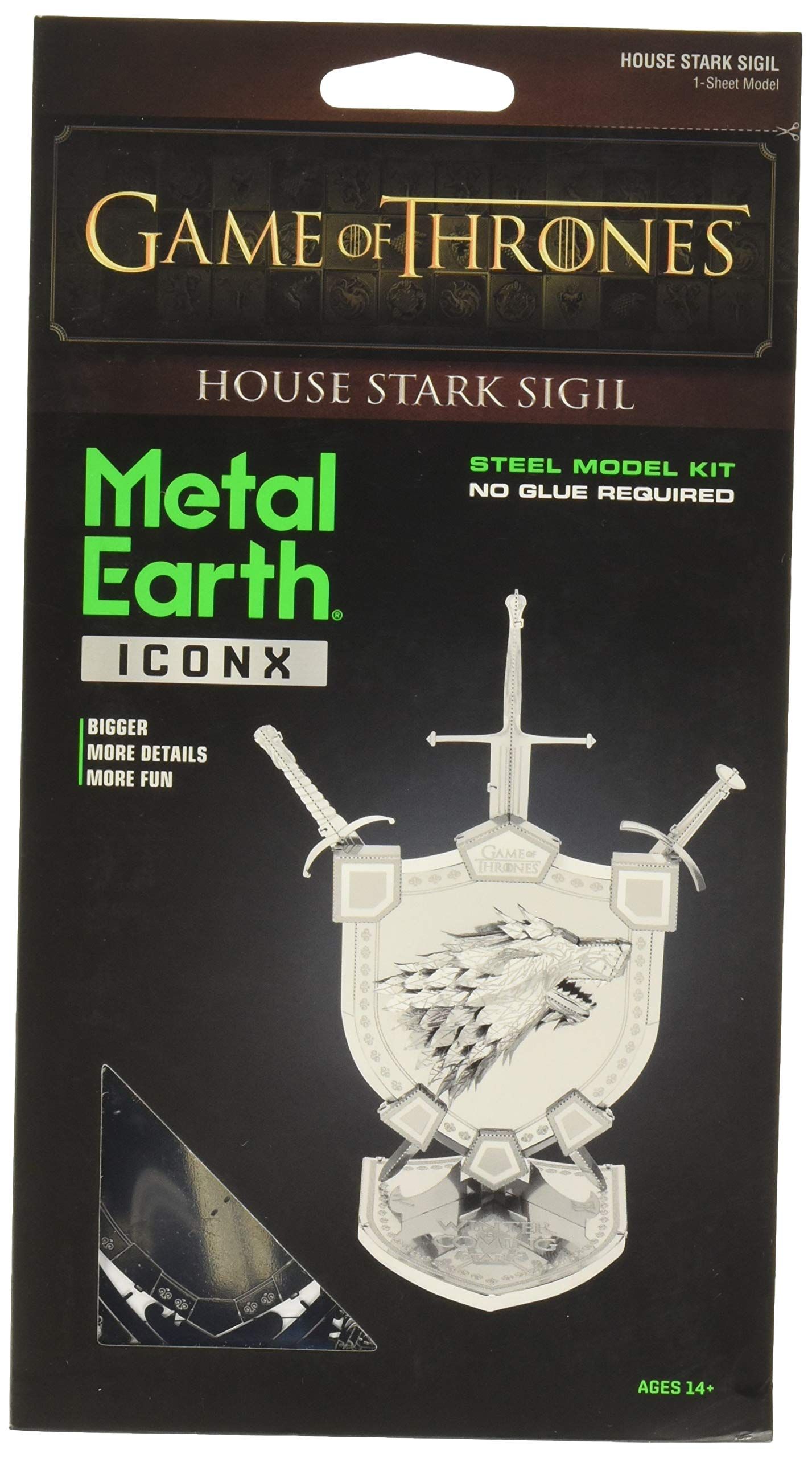 Metal Earth ICONX Game of Thrones - House Stark Wapenschild - Metaal - Zilver