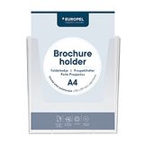 EUROPEL A4 brochurehouder, transparant acryl, wandbevestiging, displaystandaard, dispenser, brochure, flyer, menu, kantoor, restaurant, hotel, café