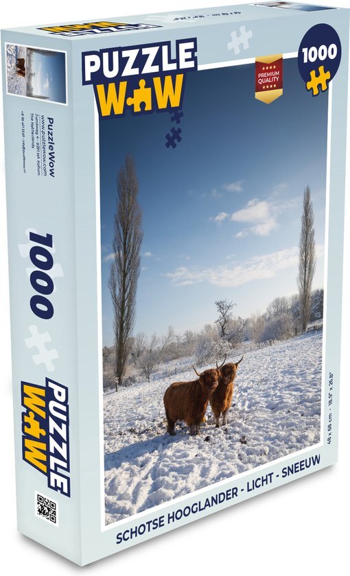 MuchoWow Puzzel Schotse hooglander - Licht - Sneeuw - Legpuzzel - Puzzel 1000 stukjes volwassenen