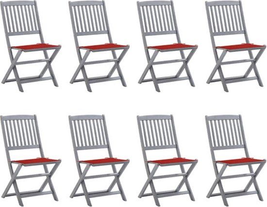 vidaXL Tuinstoelen 8 stuks inclusief kussens massief acaciahout