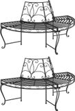 vidaXL Boombanken - 2 stuks - halfrond - Ø160 cm - staal - zwart