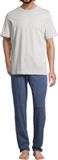 Schiesser Heren pyjama Night & Home blauw/grijs geruit korte mouw 100% Katoen