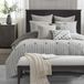 MADISON PARK SIGNATURE King Dekbedset, afneembaar 100% katoenen dekbedovertrek, kingsize met inzetstuk, boerderij beddengoed, getextureerde streep geknipt jacquard accent, kingsize, grijs, 9-delig