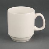 Olympia 12X Ivory Stacking Mugs 285ml 10oz Porcelain Coffee Tea Cup Restaurant