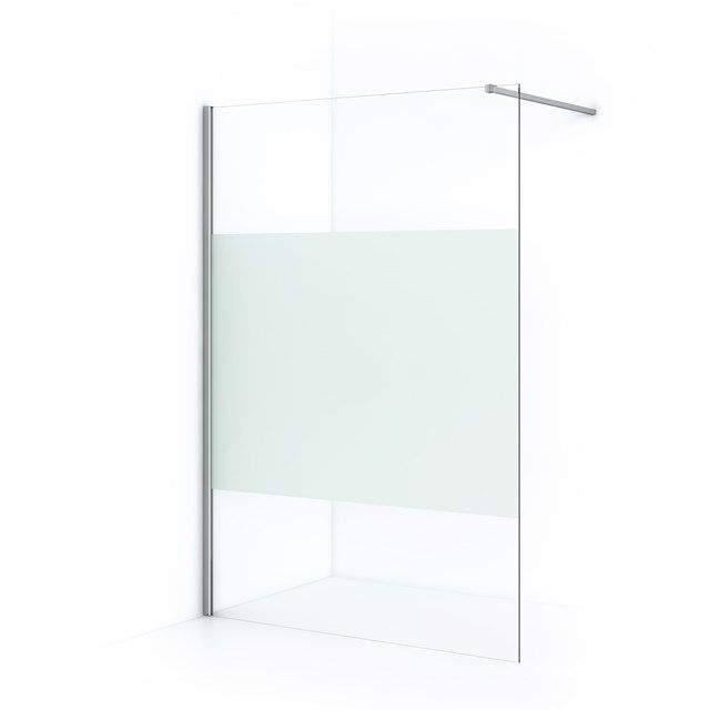 Maxaro Inloopdouche Diamond 140cm 8mm Helder Veiligheidsglas met Matte Strook Chroom