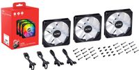 XPG VENTO R 120 ARGB PWM 3 Pack, Black, Rifle Bearing, 120mm Fan, 4-Pin PWM, Speed: 300-1600 RPM, Max Air Flow: 65.33 CFM, Fan Noise: 24 dBA