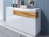 Buffet SILAC 3 portes 1 tiroir blanc/chêne wotan