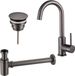 Fortifura Calvi Wastafelkraanset - hoge wastafelkraan - draaibare uitloop - always open plug - verlaagde design sifon - PVD - geborsteld gunmetal (antraciet)